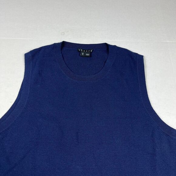 Theory Womens Knit Tunic Shirt Blue Sleeveless Classic Chic Long Tank MEDIUM - Picture 4 of 12